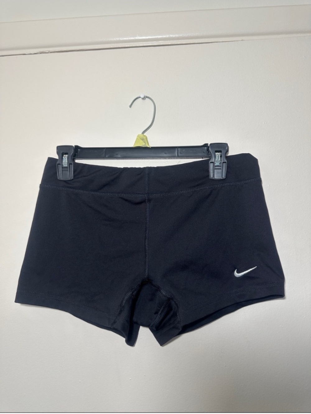 Nike Women's Black Athletic Bike Shorts with White Swoosh